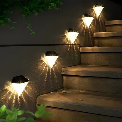 2PCS-Diamond Wall Lights LED Waterproof Black Solar Outdoor Fixture