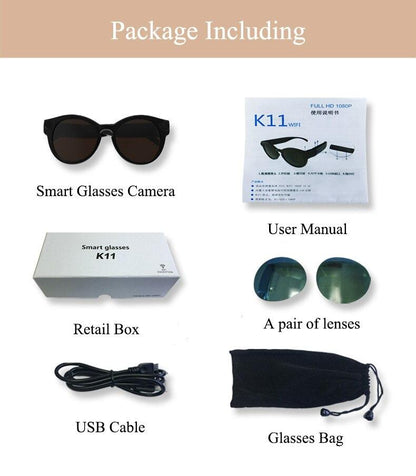 Bicycling Glasses WiFi Mini Camera HD 1080P DVR Video Audio Recorder