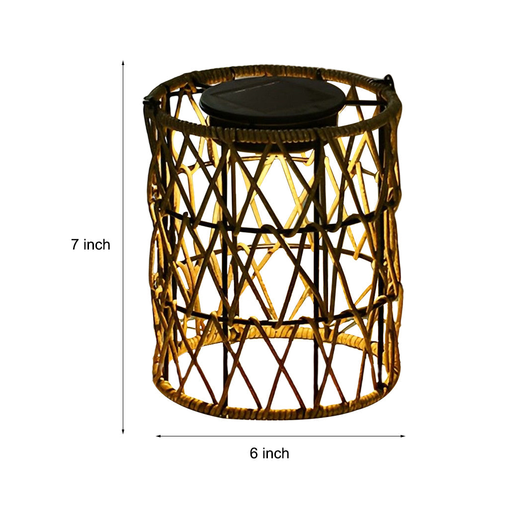Rattan Solar Garden Lantern Light – Waterproof Wicker LED Outdoor Lamp for Patio, Yard & Pathway