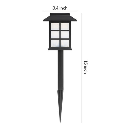 Square Pavilion-shaped Solar Outdoor Lights Black LED Garden Stakes Post Lighting