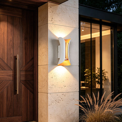 Up Down Wall Lights Modern Curved LED – Outdoor Waterproof Architectural Sconce with Motion Sensor Option