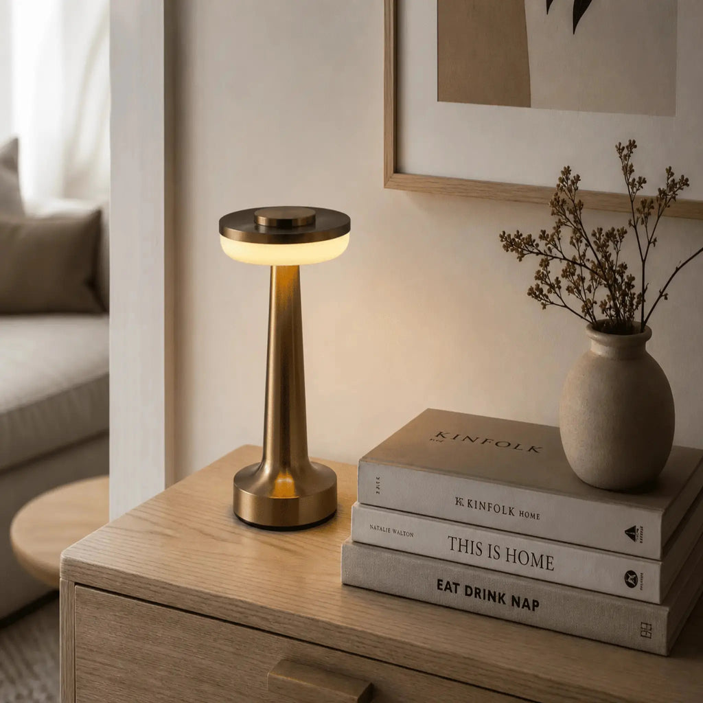 Rechargeable Metal Desk Lamp Touch Dimmable LED Table Lamp Cordless Bedside Light