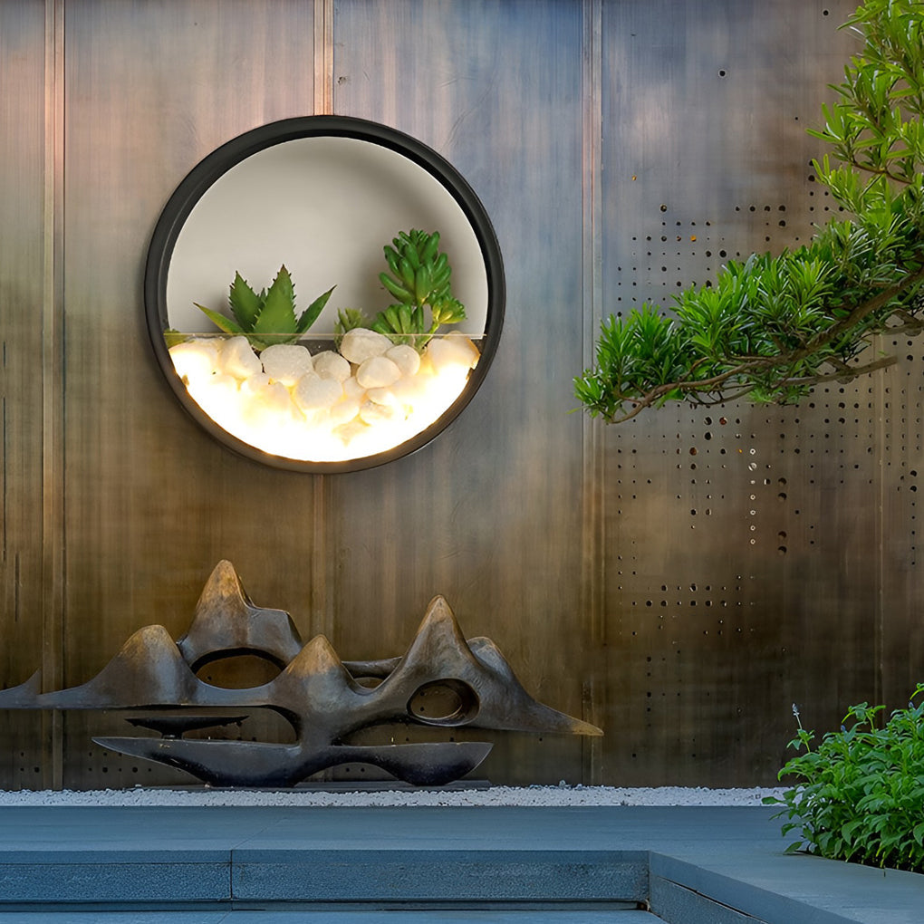 Round Plant Wall Lamp Natural LED Modern Outdoor Light