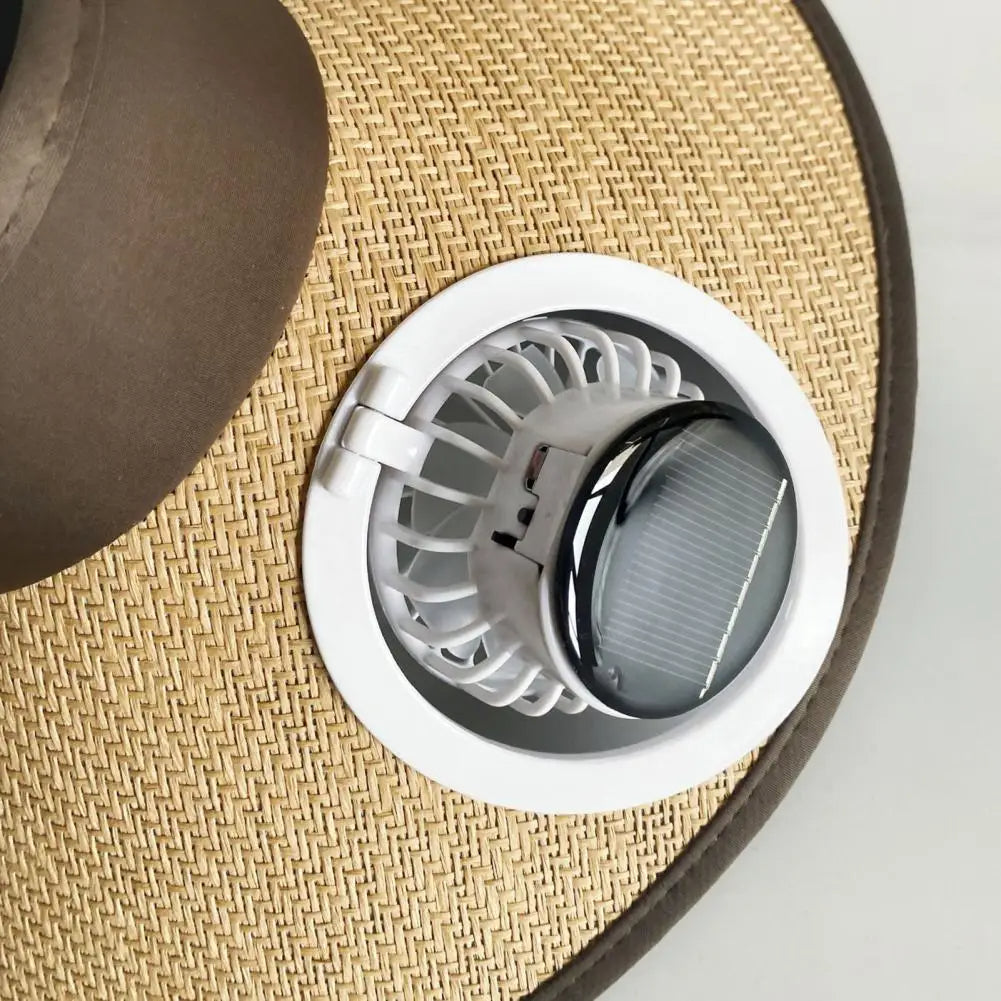 Wide Brim Sun Hat with Solar Powered Fan - UV Protection Outdoor Cooling Hat for Hiking Beach Garden
