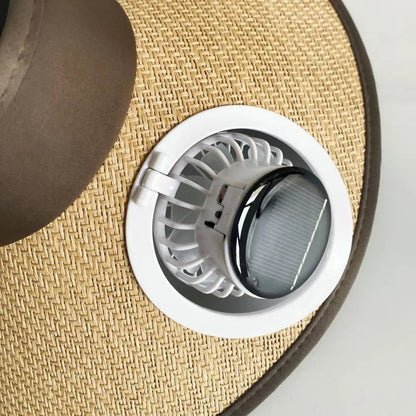Wide Brim Sun Hat with Solar Powered Fan – UV Protection Outdoor Cooling Hat for Hiking, Beach & Garden