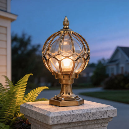 Outdoor Globe Pillar Lights Retro Glass Globe – Waterproof Black & Bronze Fence Post Cap Light