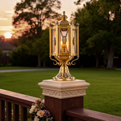 Vintage Pillar Lights European Copper Outdoor Waterproof Light