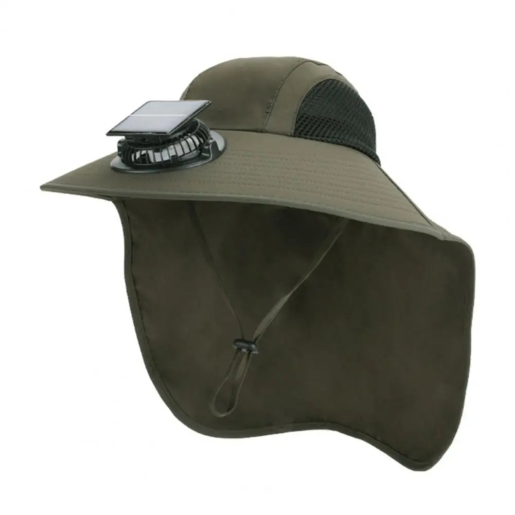 Solar Fan Hat Wide Brim with Dual Built-In Fans - UV Protection Cooling Sun Hat for Outdoor Sports
