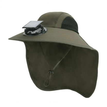 Solar Fan Hat Wide Brim with Dual Built-In Fans – UV Protection Cooling Sun Hat for Outdoor Sports