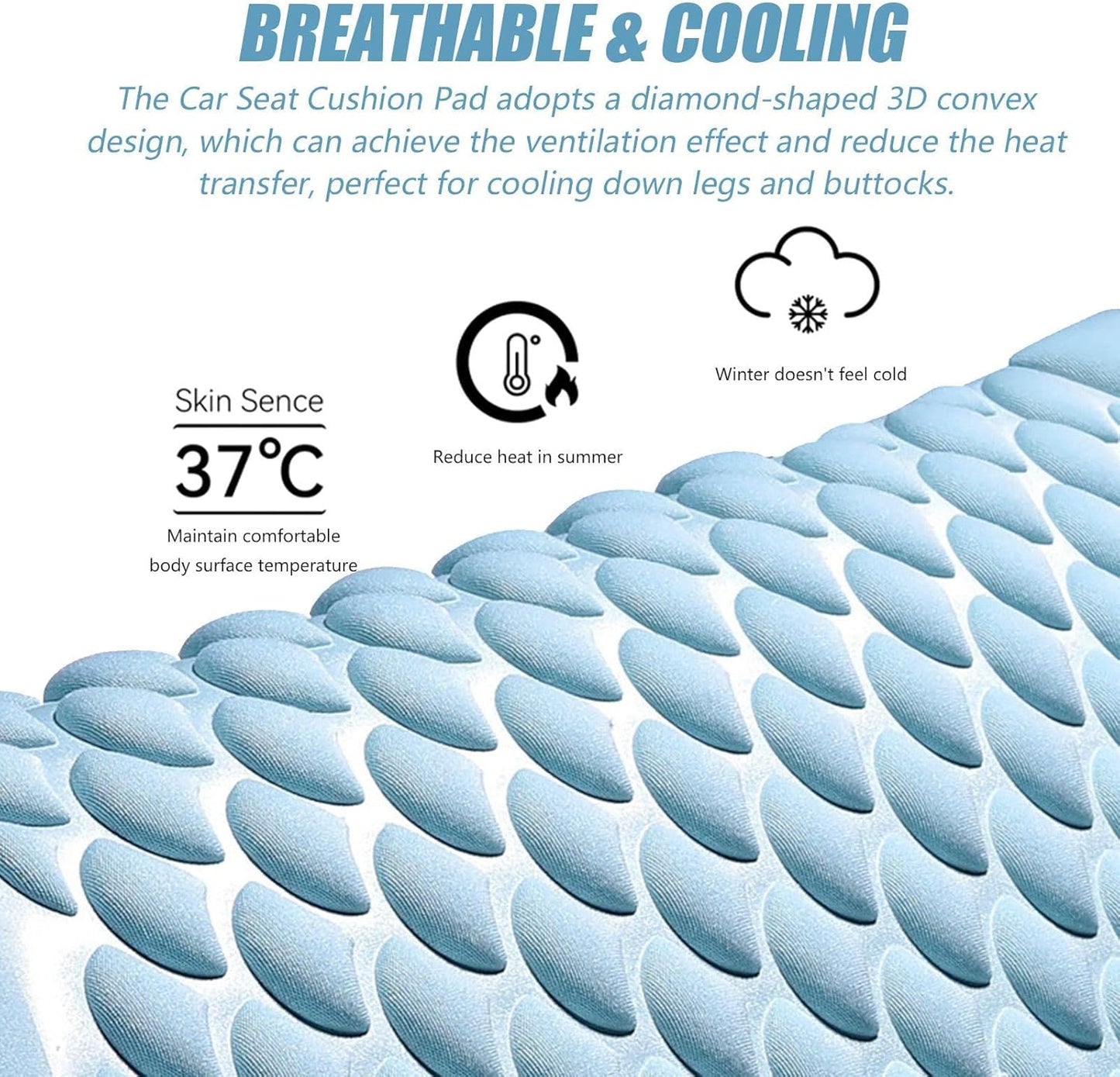 Cooling Gel Car Seat Cushion – Non-Slip Pressure Relief Seat Pad for Car, Office Chair & Wheelchair