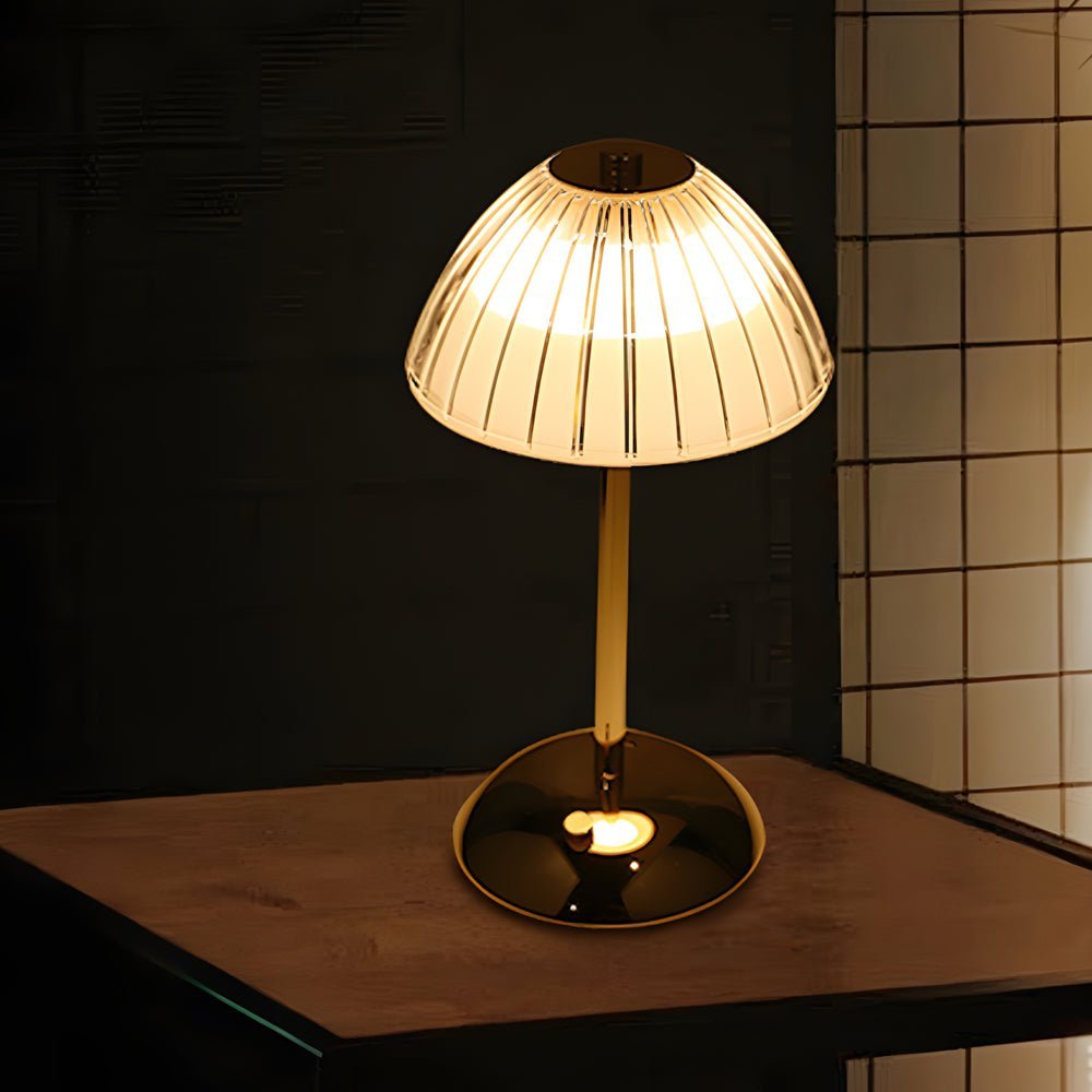 Brushed Brass Battery-Operated LED Table Lamp – Nordic Minimalist Cordless Light for Bedroom & Living Room
