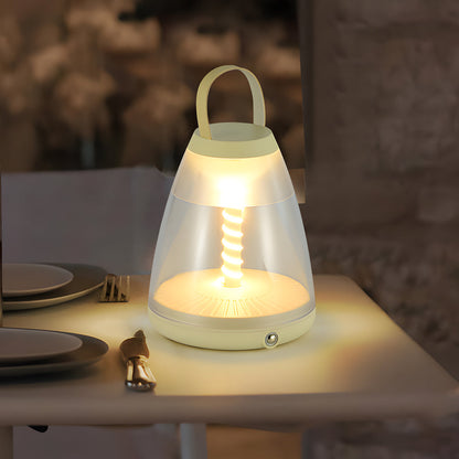 Spiral LED Outdoor Table Lamp – Battery-Powered Rechargeable Portable Patio Light with Touch Control