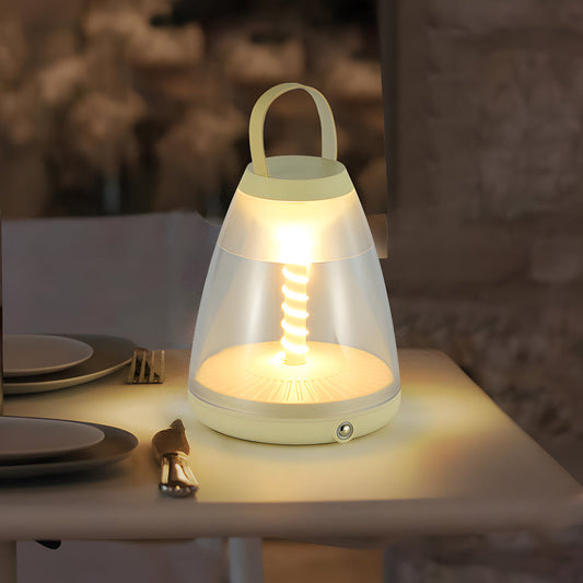 Spiral LED Outdoor Table Lamp – Battery-Powered Rechargeable Portable Patio Light with Touch Control