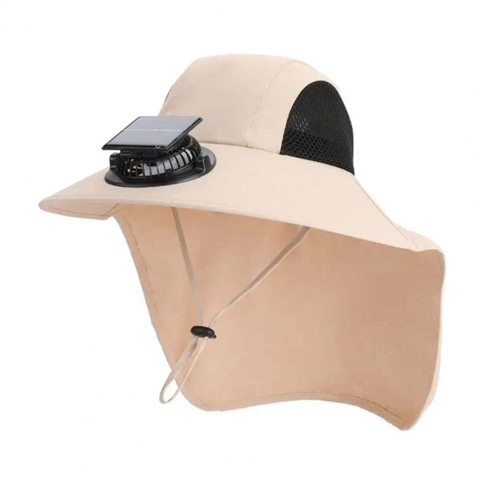 Solar Fan Hat Wide Brim with Dual Built-In Fans - UV Protection Cooling Sun Hat for Outdoor Sports
