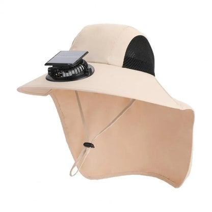 Solar Fan Hat Wide Brim with Dual Built-In Fans – UV Protection Cooling Sun Hat for Outdoor Sports