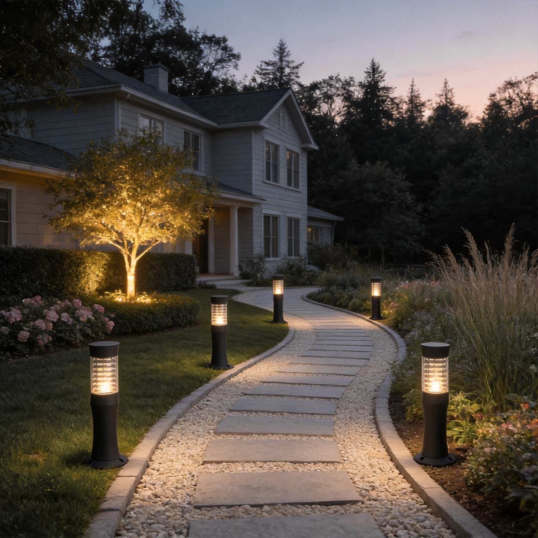 Black Bollard Garden Lights Modern Minimalist Outdoor Light