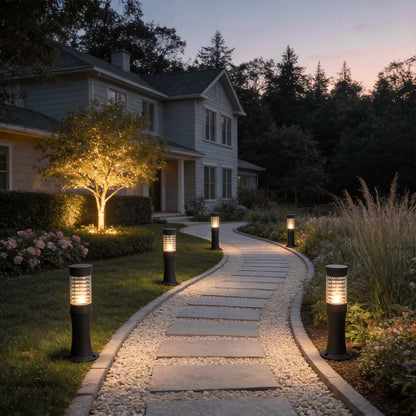 Black Bollard Garden Lights Modern Minimalist Outdoor Light