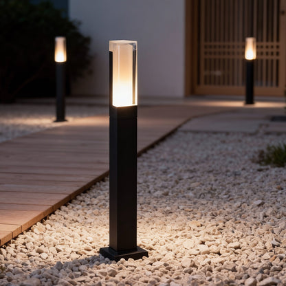 Black Bollard Lights Cubic Aluminum LED Waterproof Light
