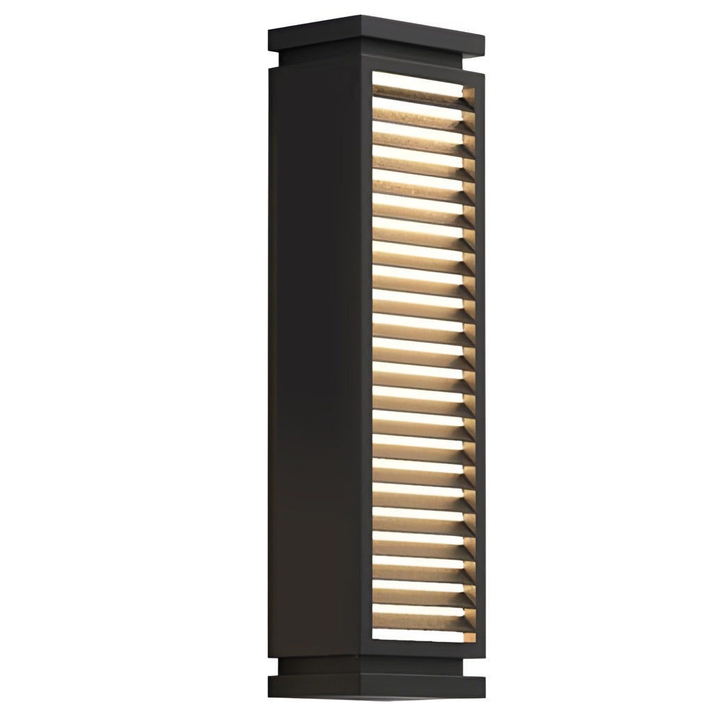 Black Bollard Light Streamlined Stainless Steel LED Louvered Light