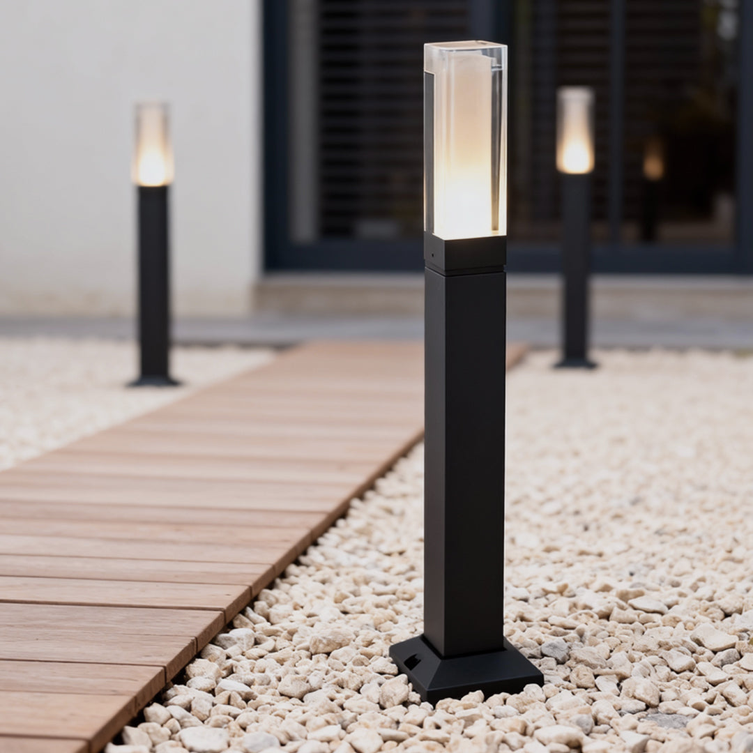 Black Bollard Lights Cubic Aluminum LED Waterproof Light