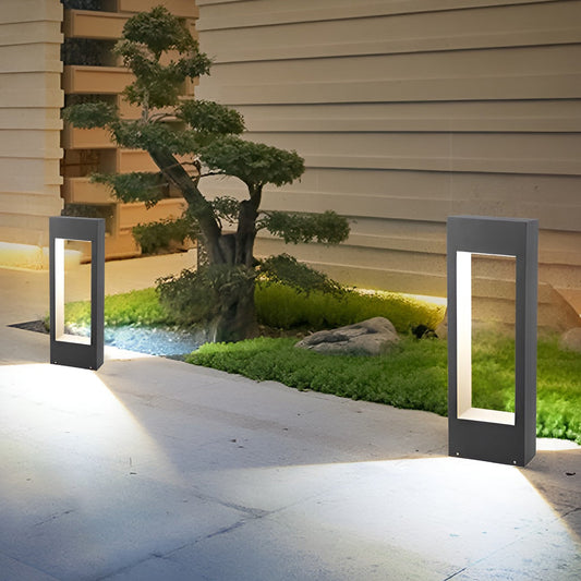 Black Bollard Lights Modern Slim Border LED Lawn Light