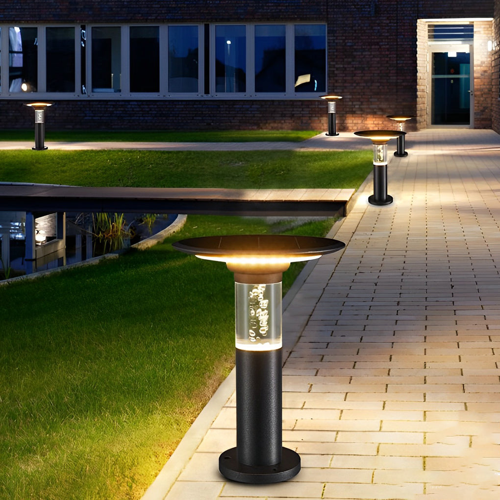 Black Brass Path Lights Solar Round Top Disc and Bubble Design Light