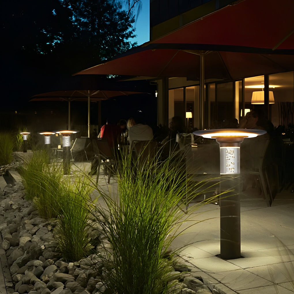 Black Brass Path Lights Solar Round Top Disc and Bubble Design Light