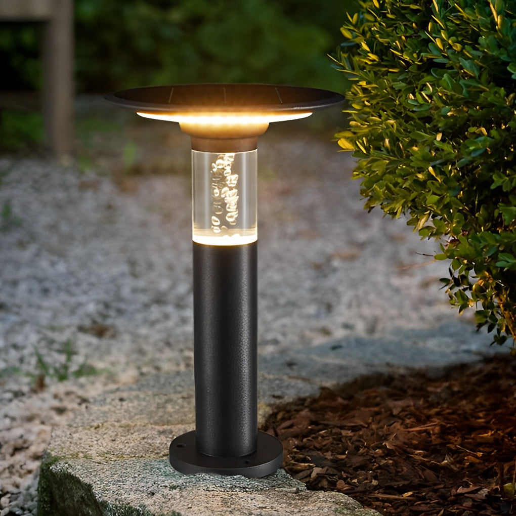 Black Brass Path Lights Solar Round Top Disc and Bubble Design Light