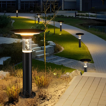 Black Brass Path Lights Solar Round Top Disc and Bubble Design Light