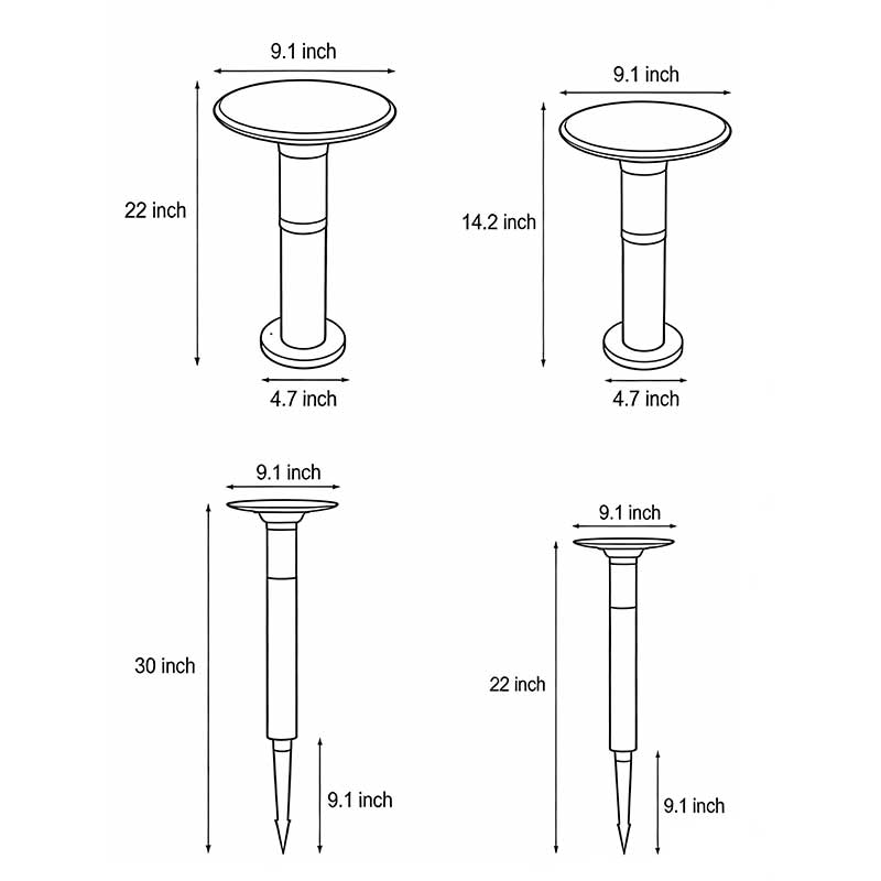 Black Brass Path Lights Solar Round Top Disc and Bubble Design Light