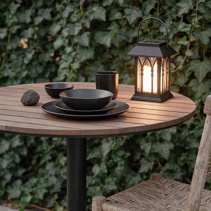 Candlestick Lantern Portable LED Black Solar Outdoor Lamp