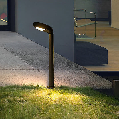 Curved Bollard Light Minimalist Solar-Powered Black Aluminum Lamp