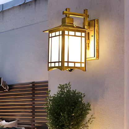 Lantern wall sconce retro LED die-cast aluminum glass lamp