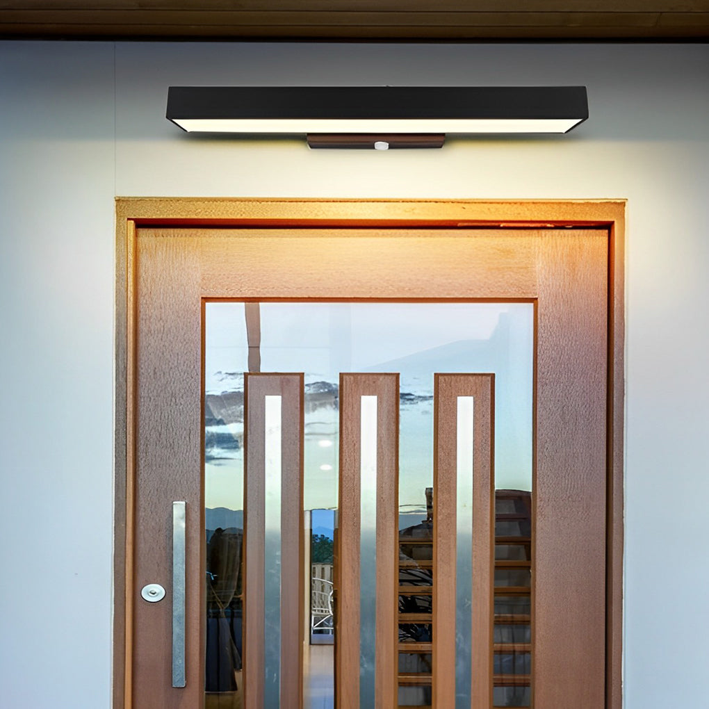 LED Linear Wall Light Outdoor Black Rectangular – IP65 Motion Sensor Sconce for Modern Exterior