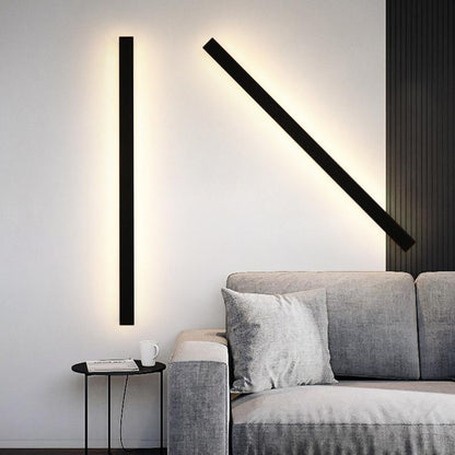 Black Linear Wall Sconce Waterproof Metal Modern LED Outdoor Light