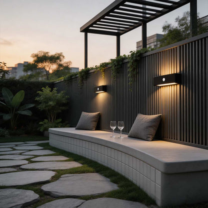 Black Motion Sensor Outdoor Wall Light Waterproof LED Solar Light