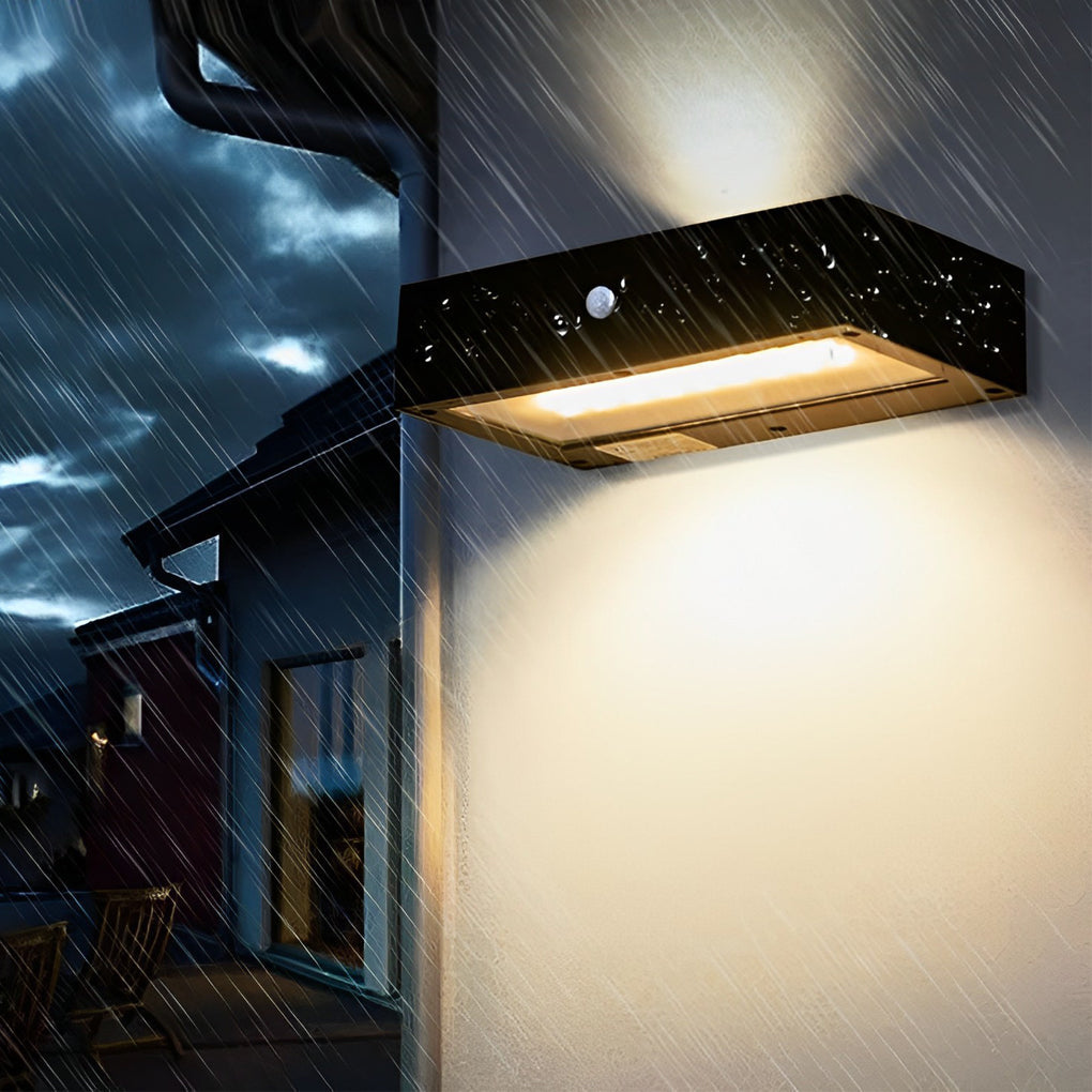 Black Motion Sensor Outdoor Wall Light Waterproof LED Solar Light