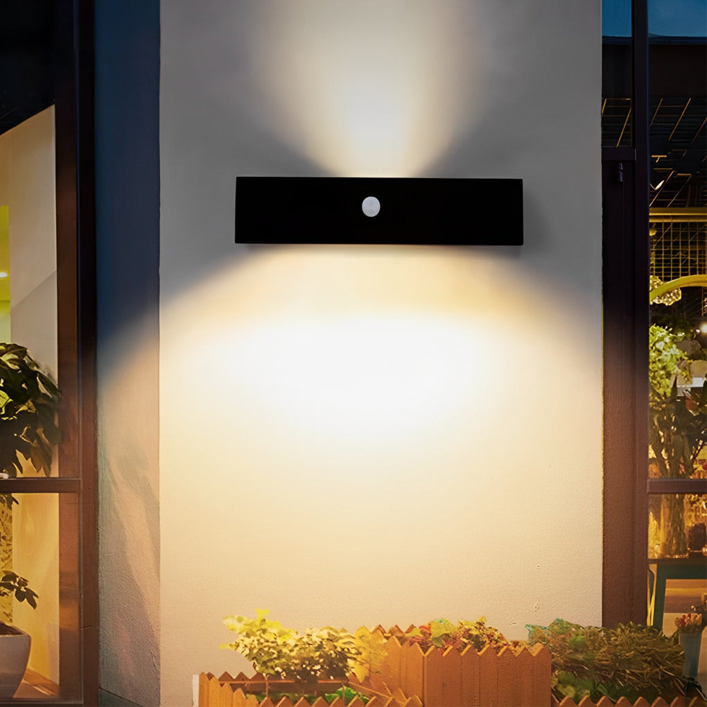 Black Motion Sensor Outdoor Wall Light Waterproof LED Solar Light