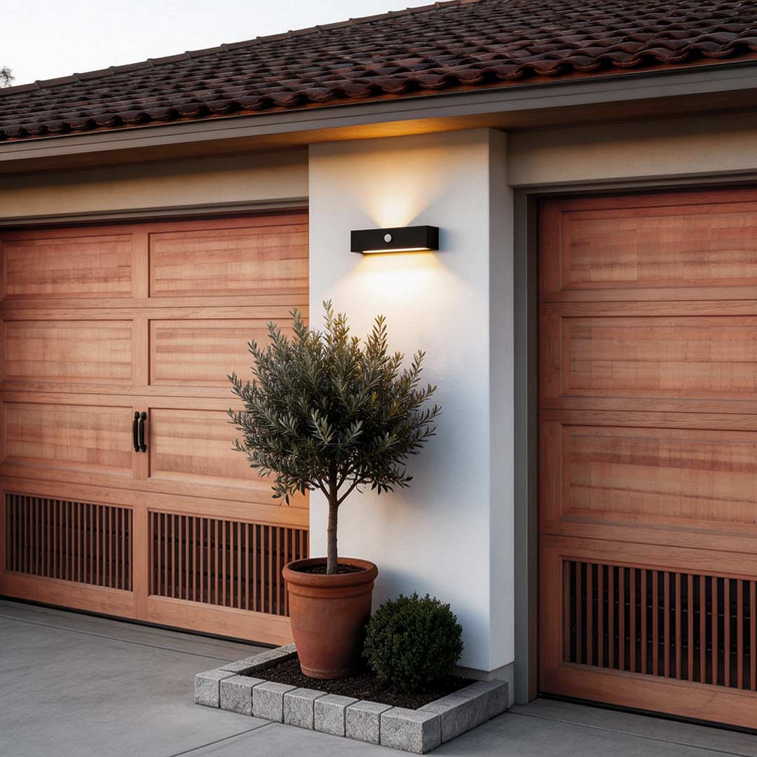 Black Motion Sensor Outdoor Wall Light Waterproof LED Solar Light
