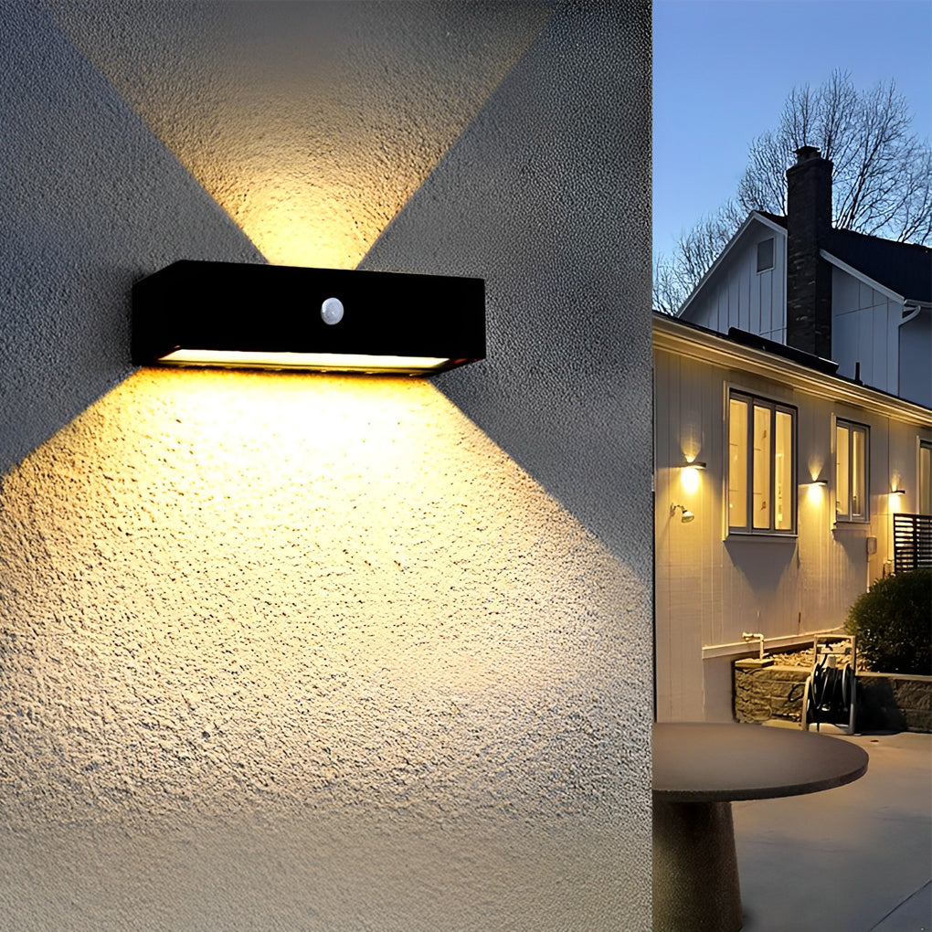 Black Motion Sensor Outdoor Wall Light Waterproof LED Solar Light