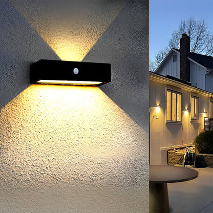 Black Motion Sensor Outdoor Wall Light Waterproof LED Solar Light