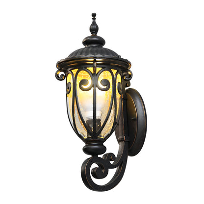Black Outdoor Lantern Sconce Modern Waterproof Glass Light