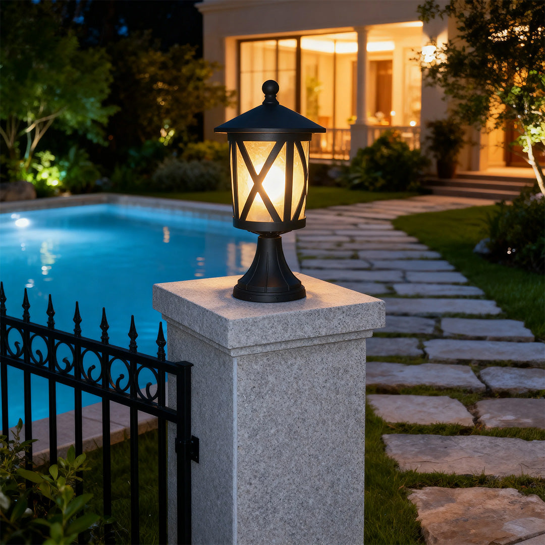 Black Outdoor Pillar Lights Waterproof LED Garden Light