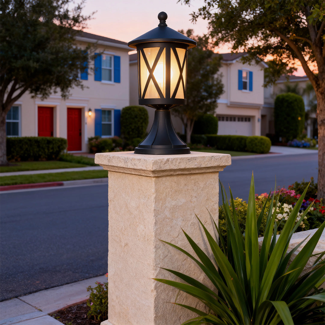 Black Outdoor Pillar Lights Waterproof LED Garden Light