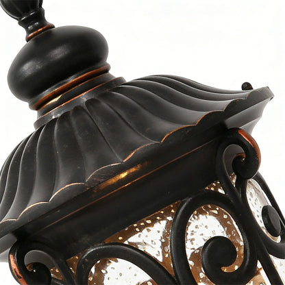 Black Outdoor Pillar Lights Retro Glass Waterproof Light