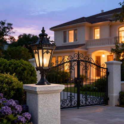 Black Outdoor Pillar Lights Waterproof Aluminum Column Head Lights