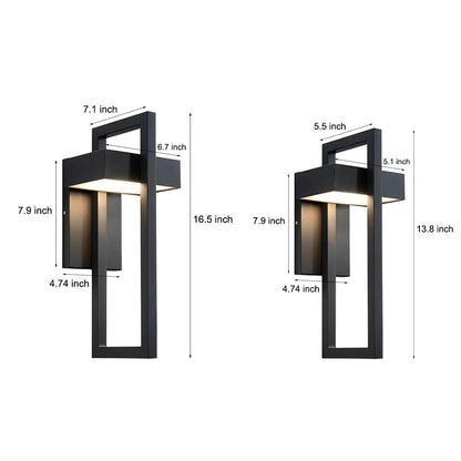 Black Outdoor Wall Sconce Modern Rectangular LED Light