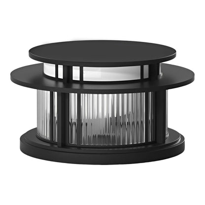 Pillar Solar Light Round Waterproof LED Black Modern Light