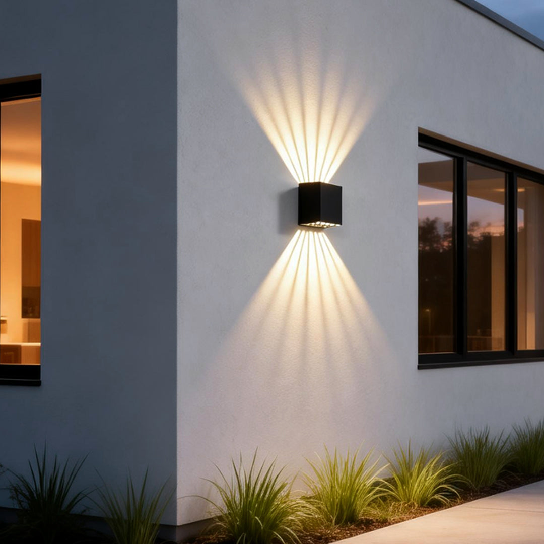Black Square Outdoor Wall Lights Creative LED up and down Light