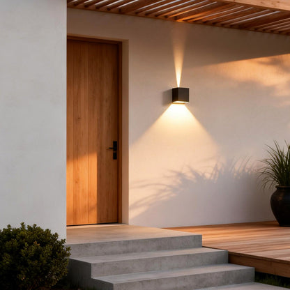 Black Square Outdoor Wall Lights Creative LED up and down Light